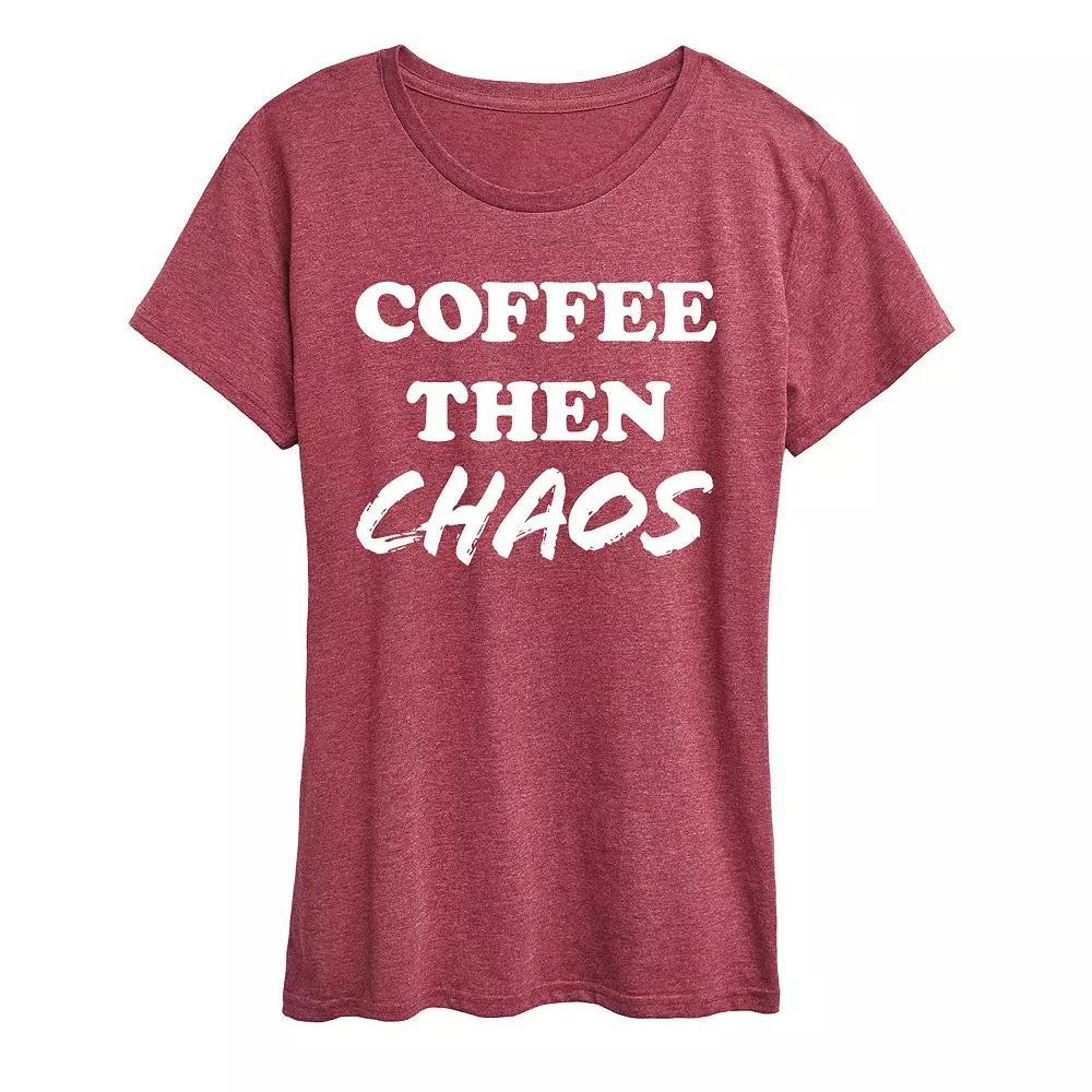 Women's Coffee Then Chaos Graphic Tee, Girl's, Size: XXL, Grey Red Product Image