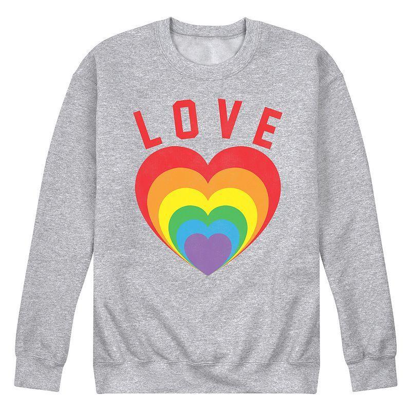 Men's Love Hearts Fleece Sweatshirt, Size: XXL, Heather Grey Product Image