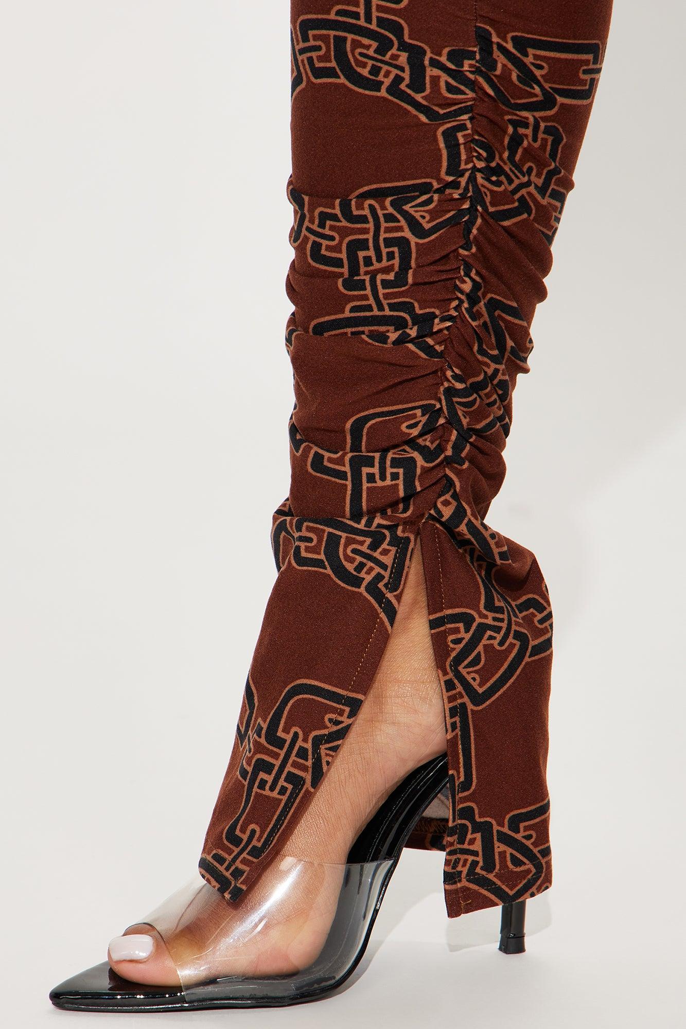 Bree Marie Chain Link Stacked Legging - Brown/combo Product Image