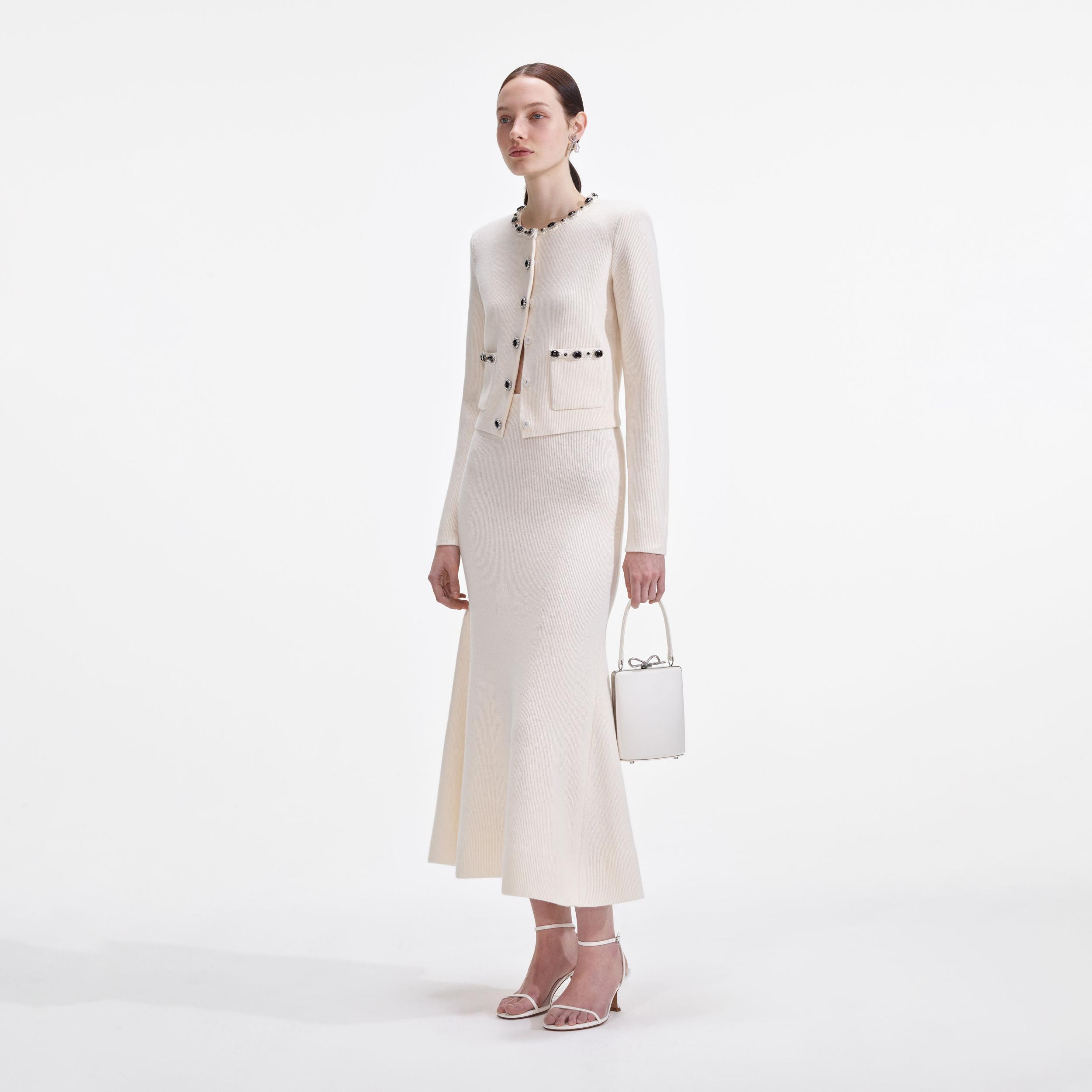 Cream Embellished Cardigan Product Image