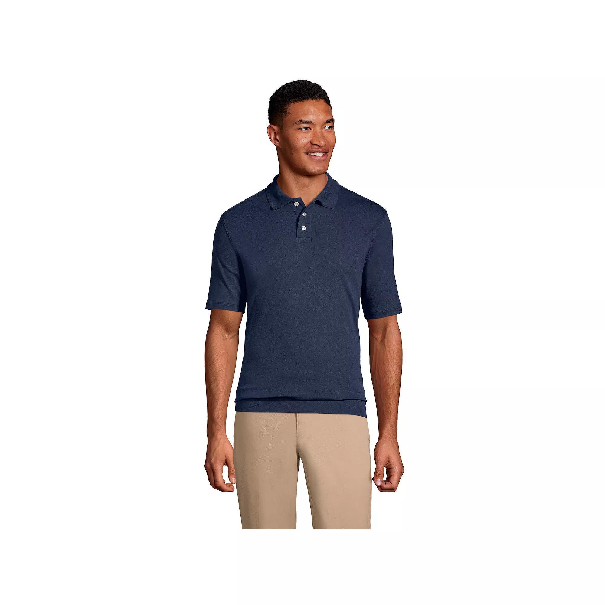 Men's Lands' End Short Sleeve Banded Bottom Polo Shirt,  Product Image