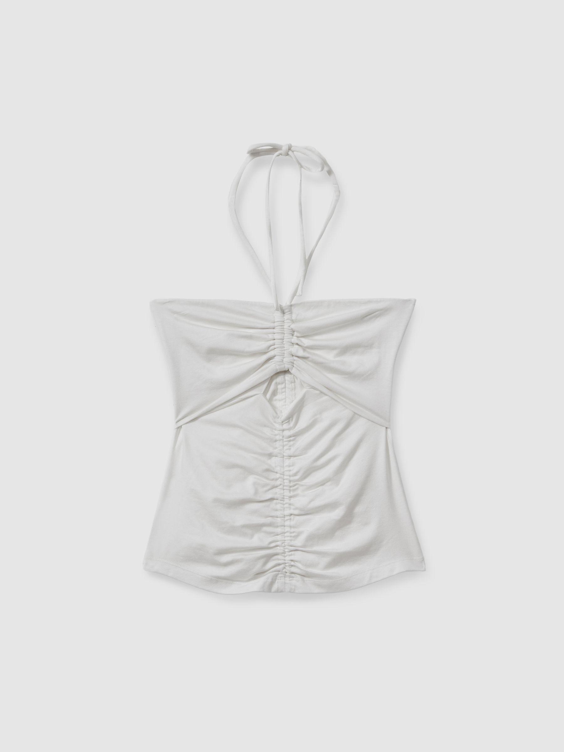 Ruched Halterneck Top in Cream Product Image