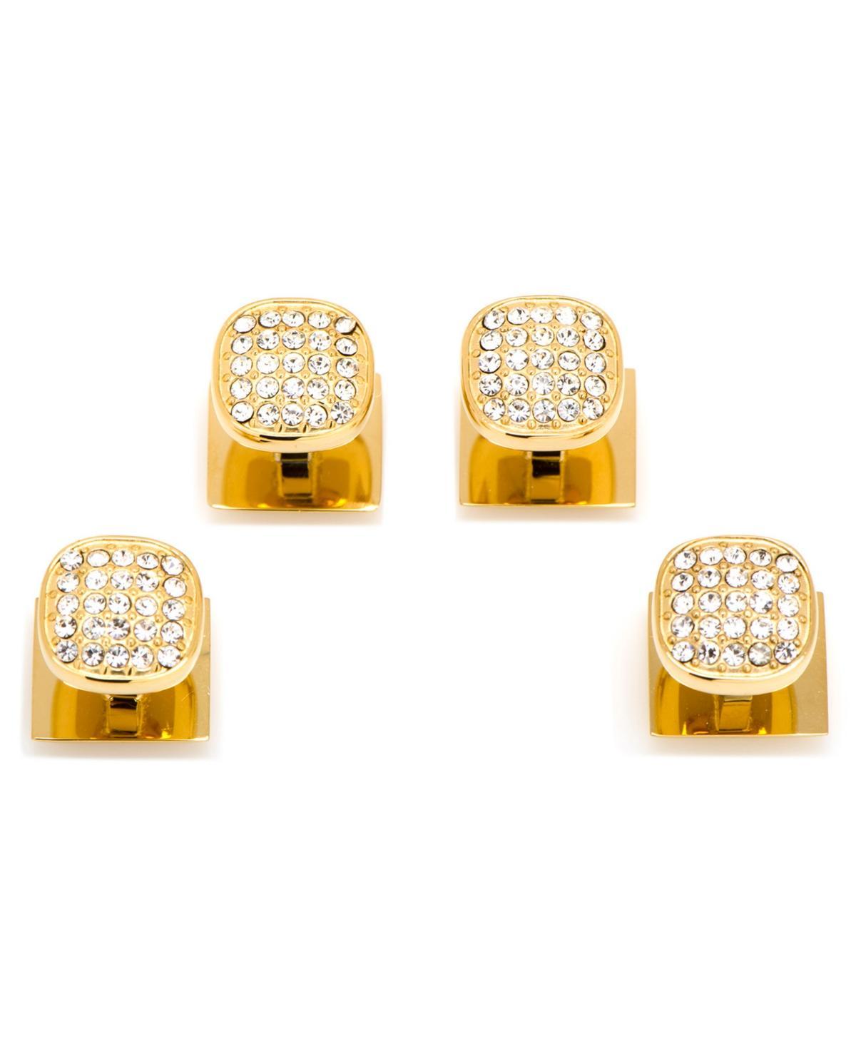 Mens Gold-Tone Crystal Pave Shirt Studs Product Image