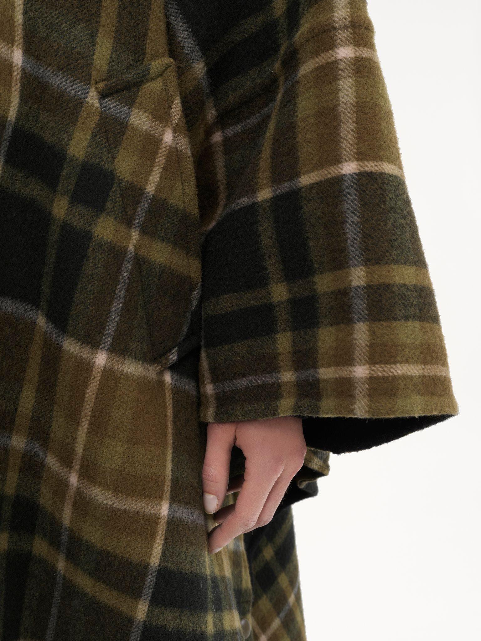High-neck long coat in double-face wool Product Image