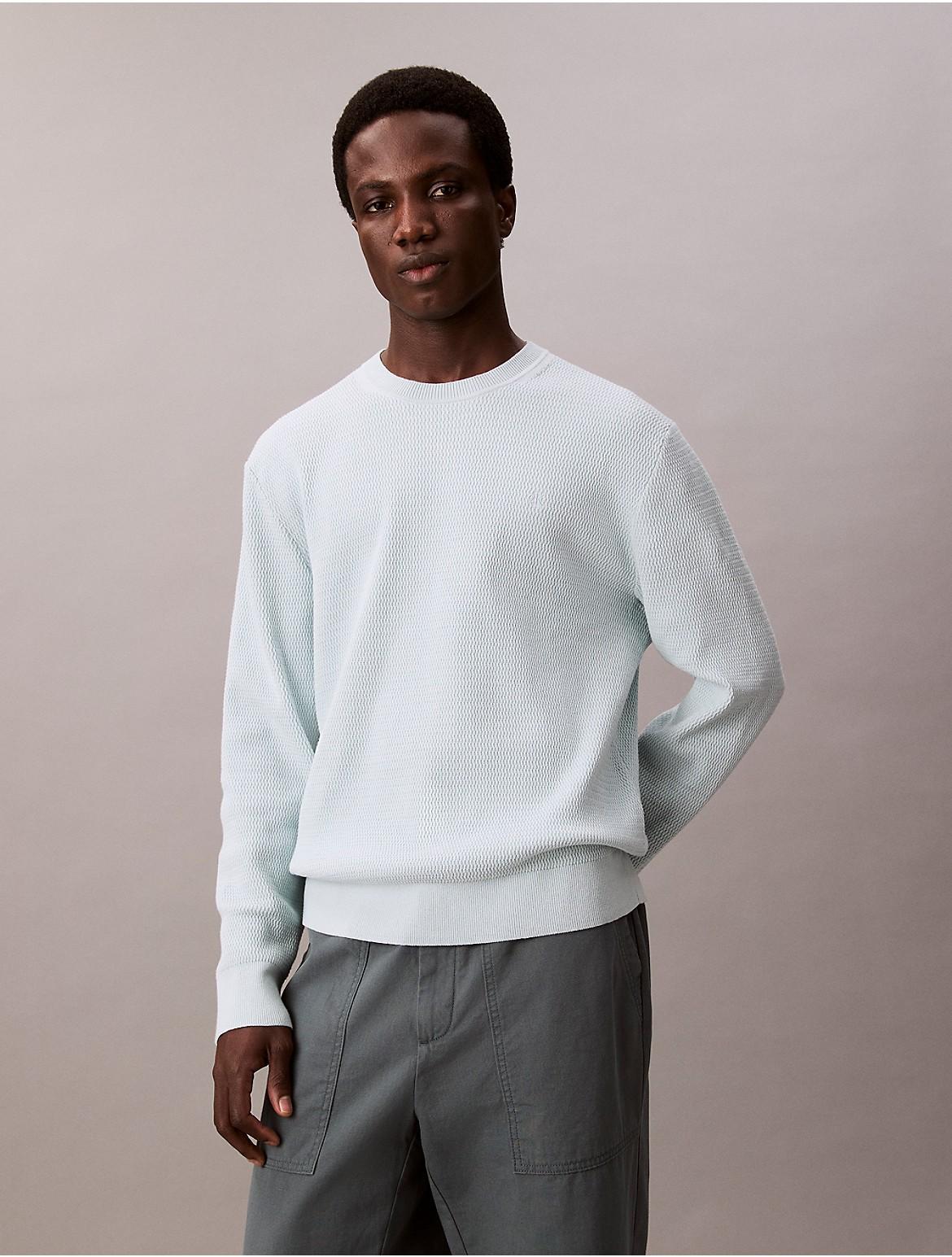 Calvin Klein Mens Textured Relaxed Sweater - Blue Product Image