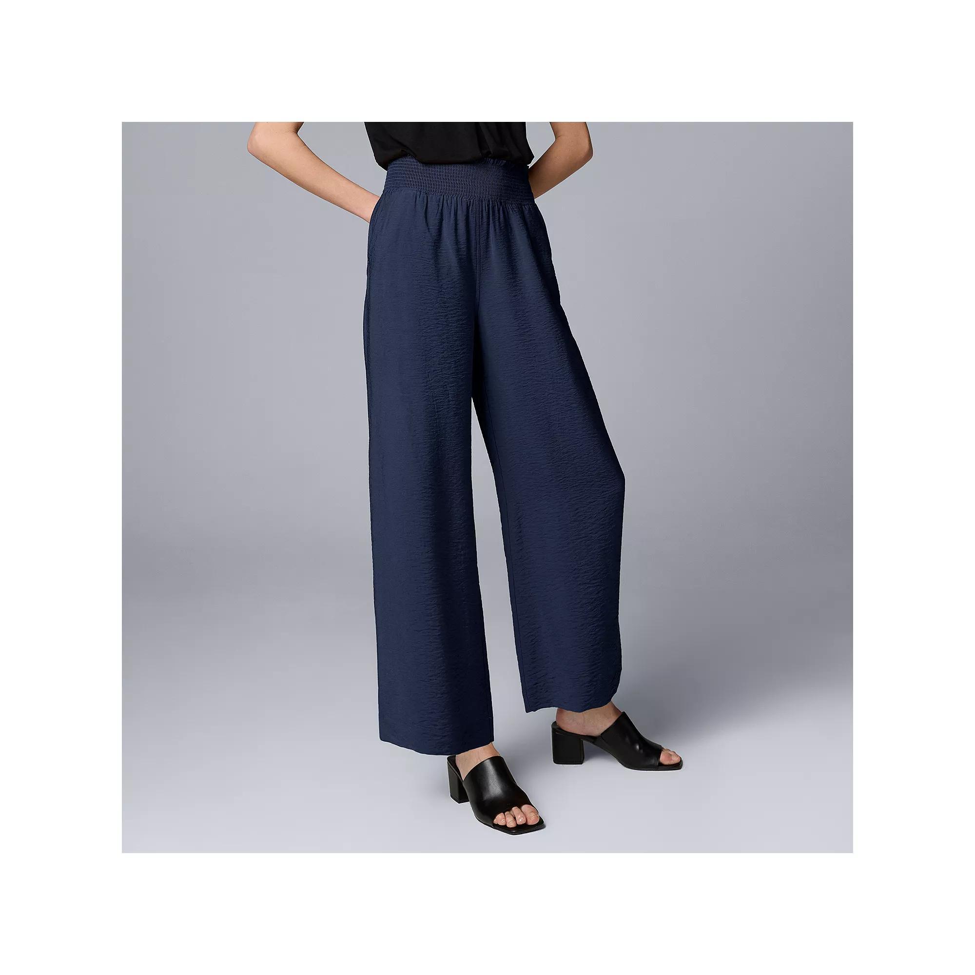 Women's Simply Vera Vera Wang Wide Leg Travel Pants, Size: Medium, Maritime Blue Product Image