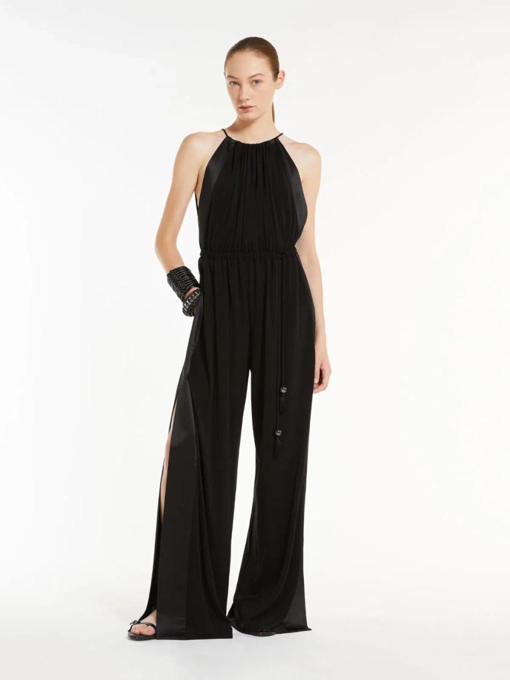 MAX MARA Ubi Silk Satin-trimmed Jersey Jumpsuit In Black Product Image