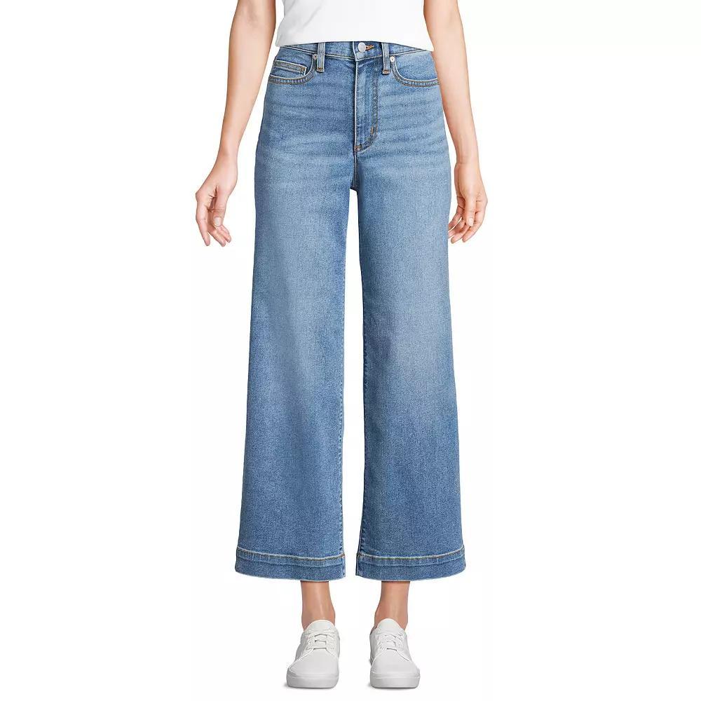 Women's Lands' End Recover Denim High Rise Wide Leg Crop Jeans,  Product Image