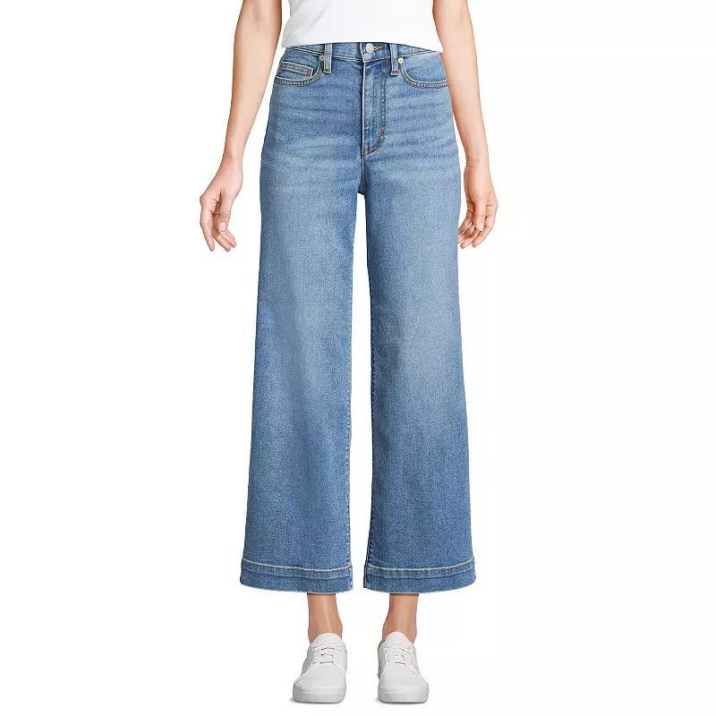 Women's Lands' End Recover Denim High Rise Wide Leg Crop Jeans, Size: 2, Blue Tide Blue Product Image