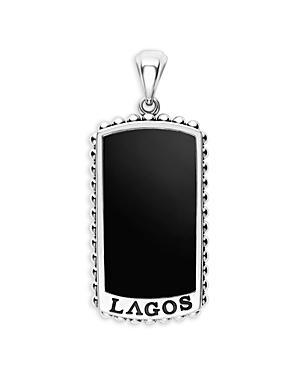 Lagos Mens Sterling Silver Anthem Black Agate Dog Tag Pendant - Exclusive Product Image