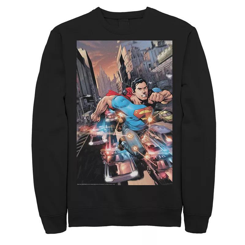 Men's DC Comics Superman Flashing Lights Poster Sweatshirt, Size: Small, Blue Product Image