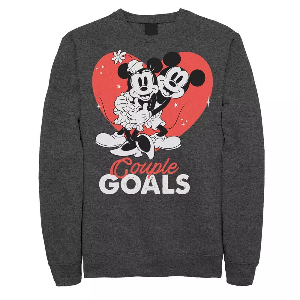 Disney's Mickey & Minnie Mouse Men's Couple Goals Sweatshirt, Size: XXL, Grey Heather Product Image