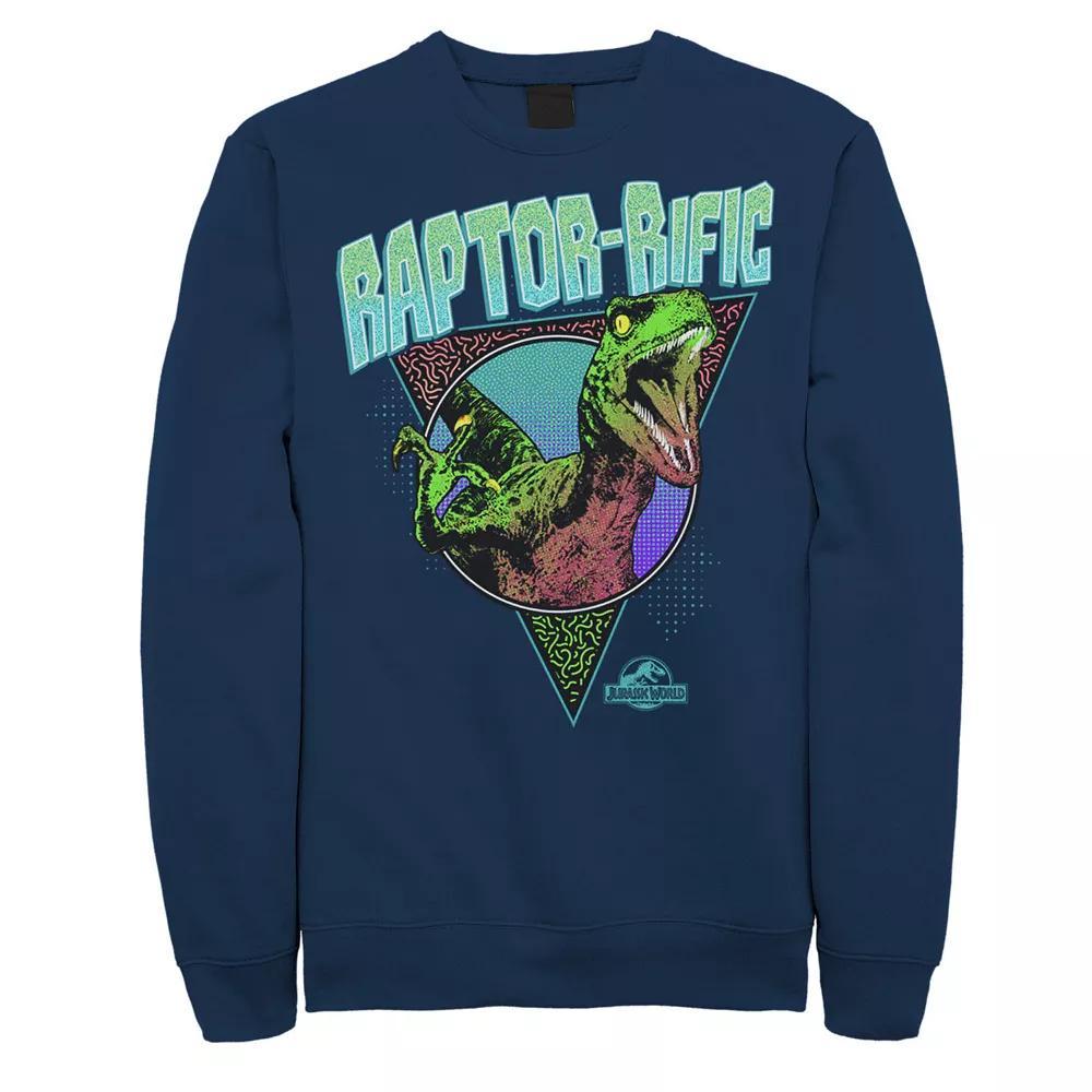 Men's Jurassic World 80's Retro Raptor-rific Dino Sweatshirt, Size: Large, Blue Product Image