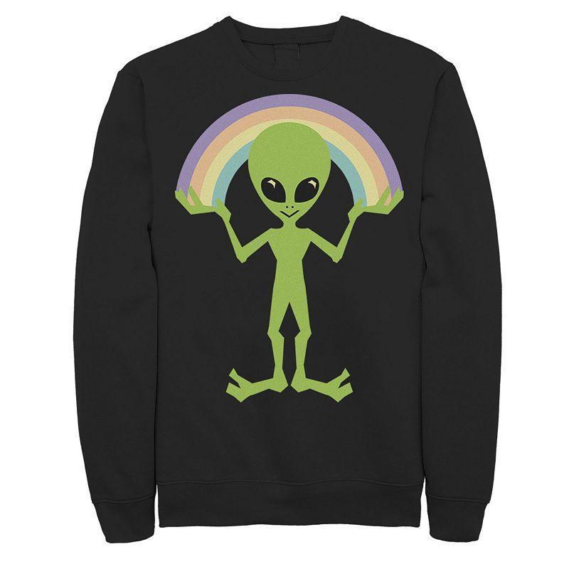 Men's Alien Creating A Rainbow Sweatshirt, Size: Large, Black Product Image