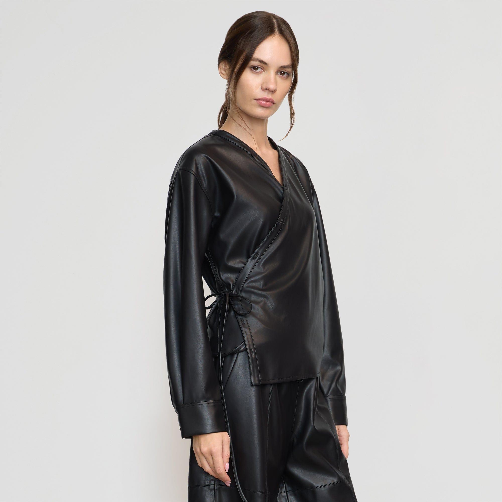 Sarit Vegan Leather Wrap Top Product Image
