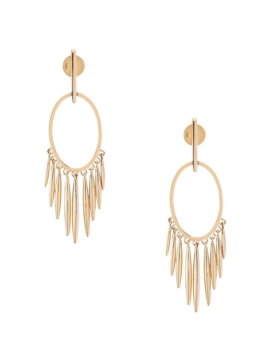 Womens Grass 18K Yellow Gold Sunset Leaves Drop Hoop Earrings Product Image