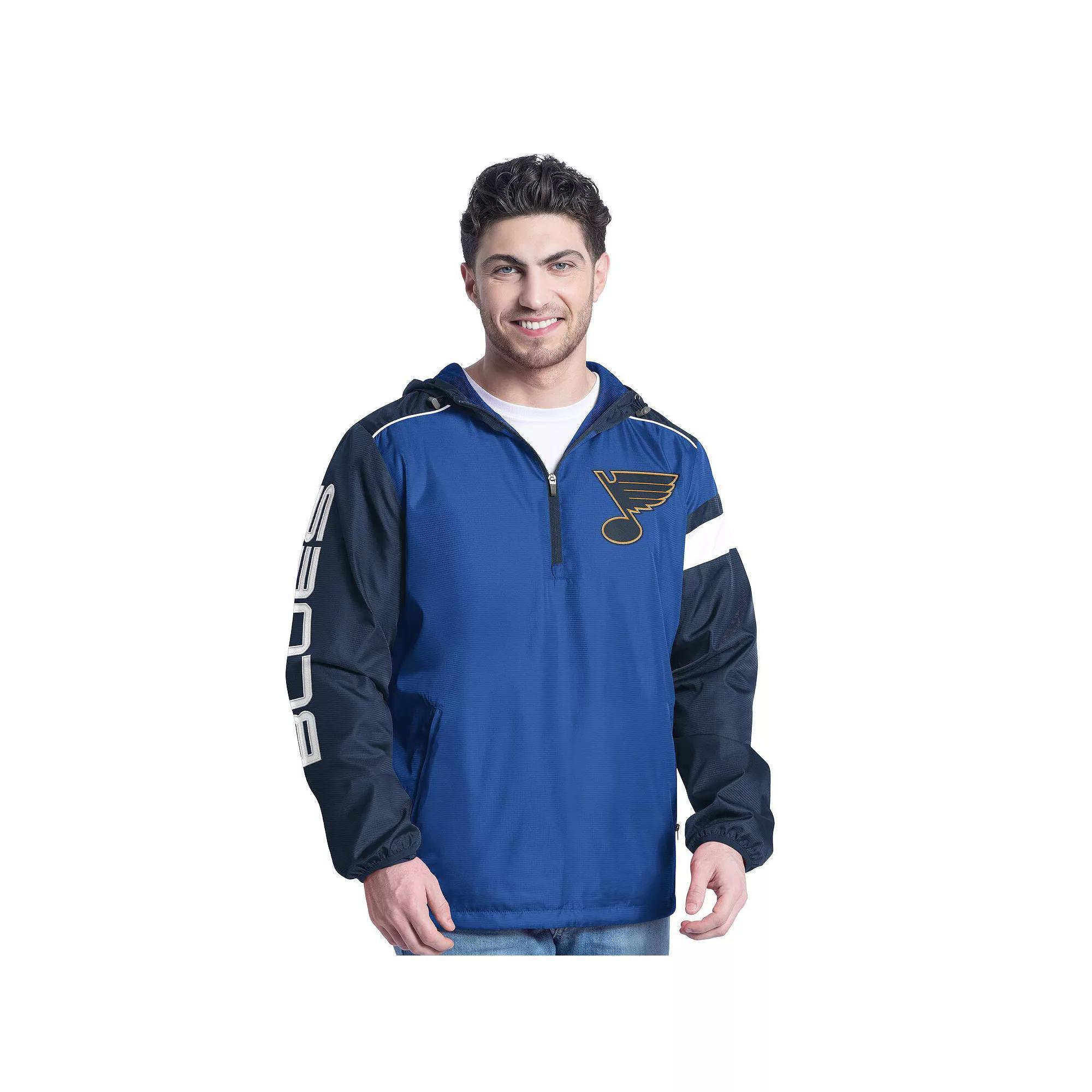 Men's G-III Sports by Carl Banks Blue/Navy St. Louis Blues Lateral Half-Zip Hoodie Jacket,  Product Image
