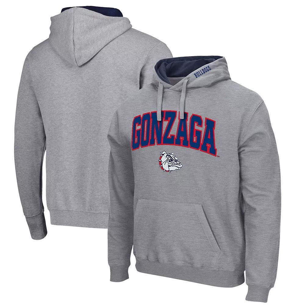 Men's Colosseum Heathered Gray Gonzaga Bulldogs Arch and Logo Pullover Hoodie, Size: Small, Zag Grey Product Image