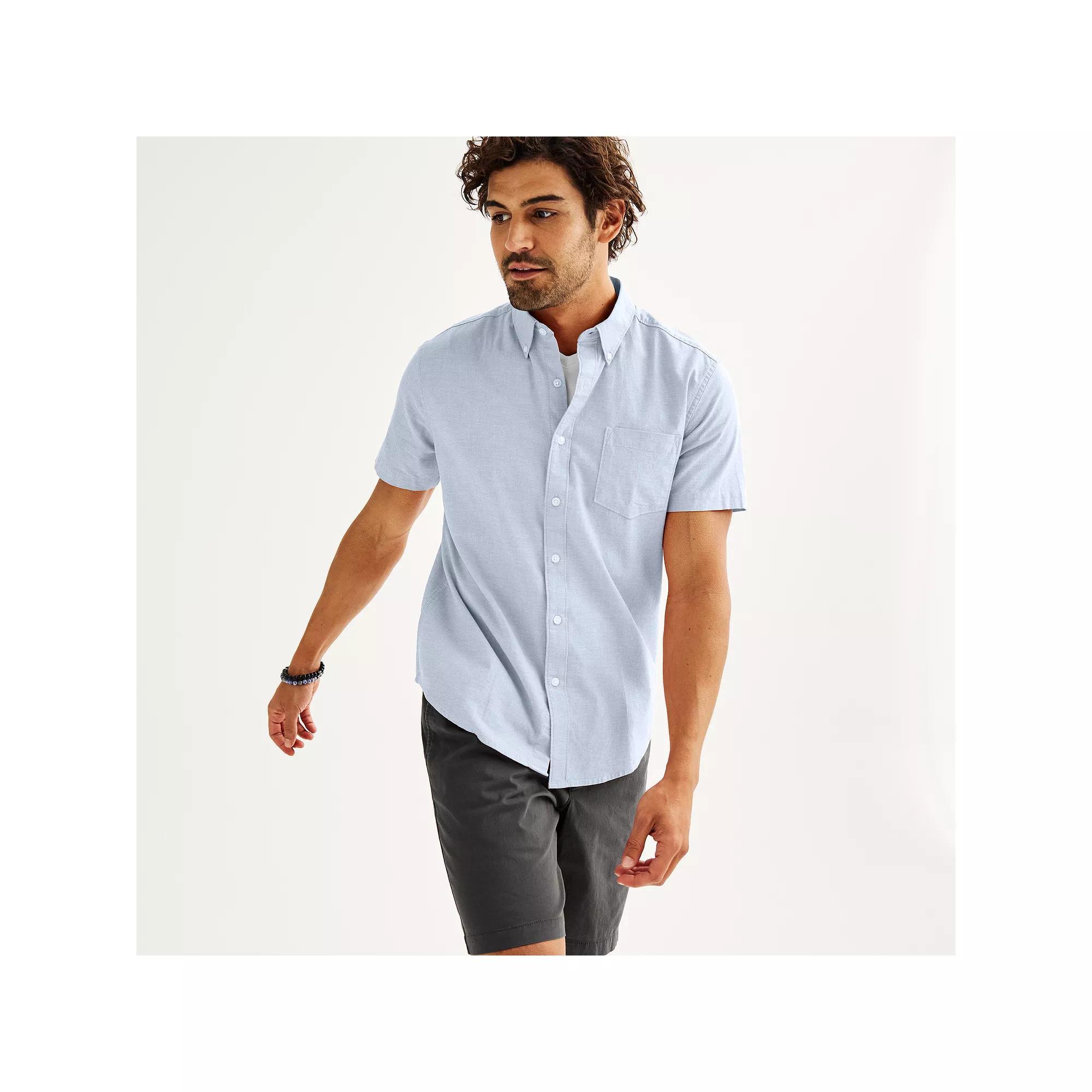 Men's Sonoma Goods For Life® Short Sleeve Perfect Length Button Down Shirt,  Product Image