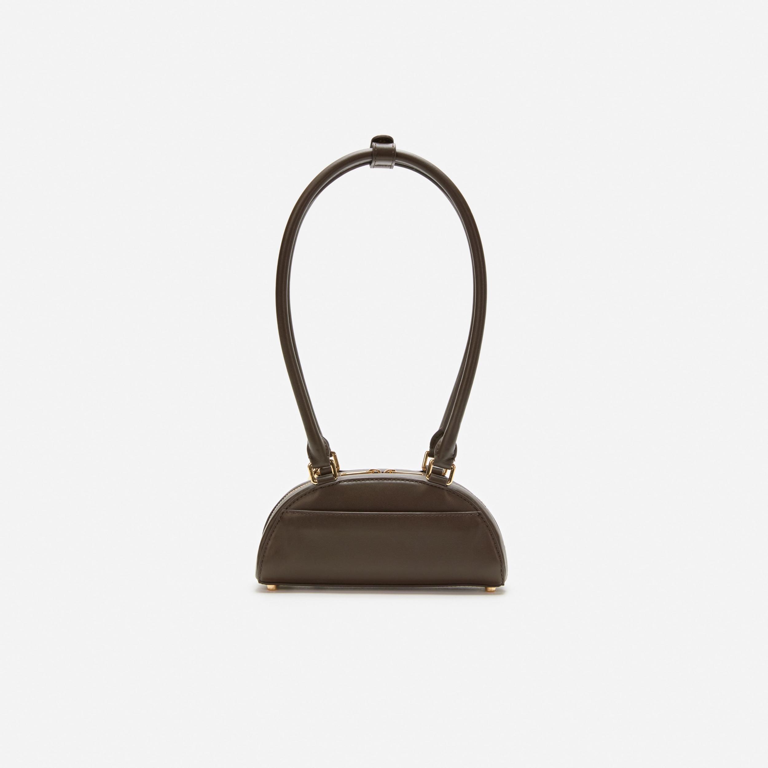 Brown Leather Mini Shoulder Bag With Charm Product Image