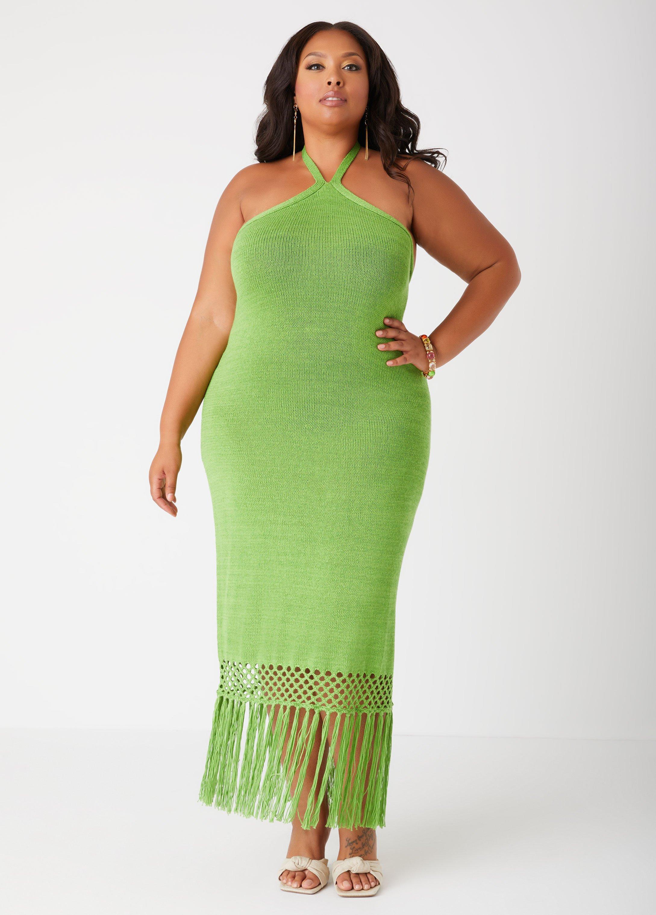 Fringed Halter Midaxi Dress Product Image