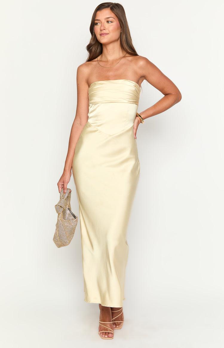 Tasha Yellow Strapless Maxi Dress Product Image