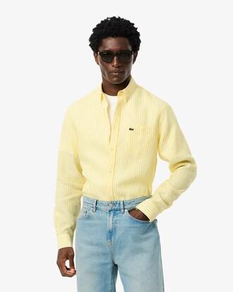 Regular Fit Striped Linen Shirt Product Image