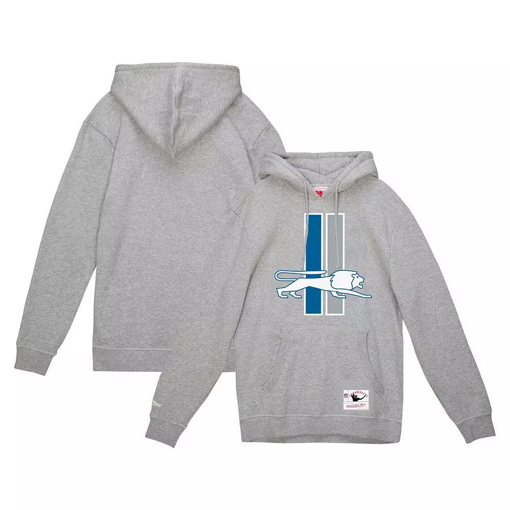 Men's Mitchell & Ness Heather Gray Detroit Lions Vintage Pullover Hoodie, Size: Small, Grey Product Image