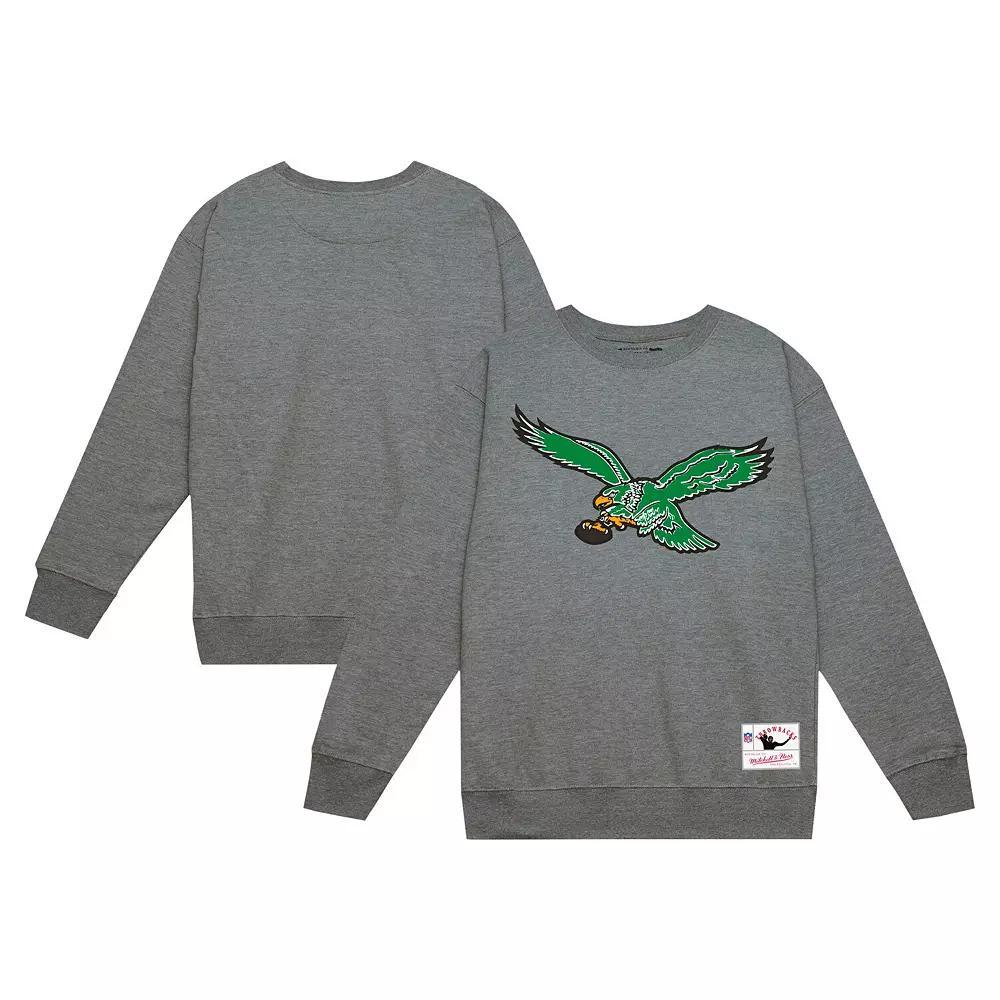 Men's Mitchell & Ness Heather Gray Philadelphia Eagles Basic Fleece Pullover Sweatshirt, Size: Medium, Grey Product Image
