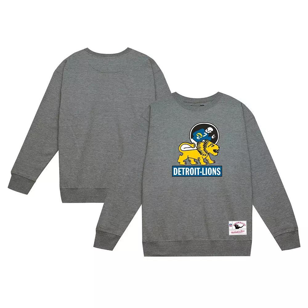 Men's Mitchell & Ness Heather Gray Detroit Lions Basic Fleece Pullover Sweatshirt,  Product Image