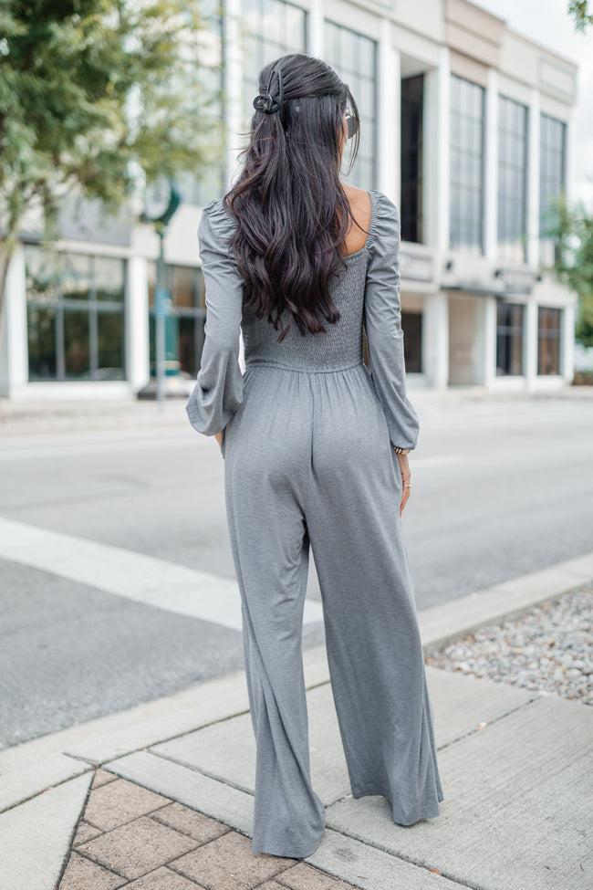 Deep In My Heart Heather Grey Knit Solid Jumpsuit FINAL SALE Product Image