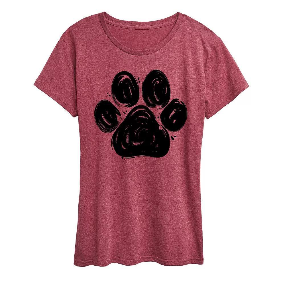 Women's Brushstroke Paw Print Graphic Tee, Girl's,  Product Image