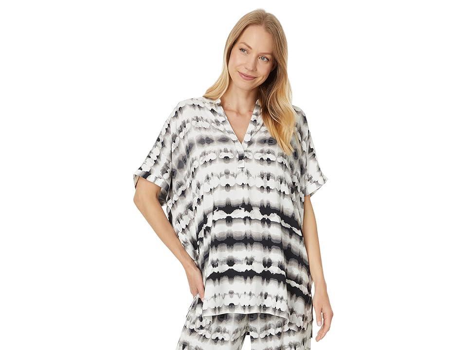 N by Natori Porto Challis pull-Over Top Pajama Set White) Women's Pajama Sets Product Image