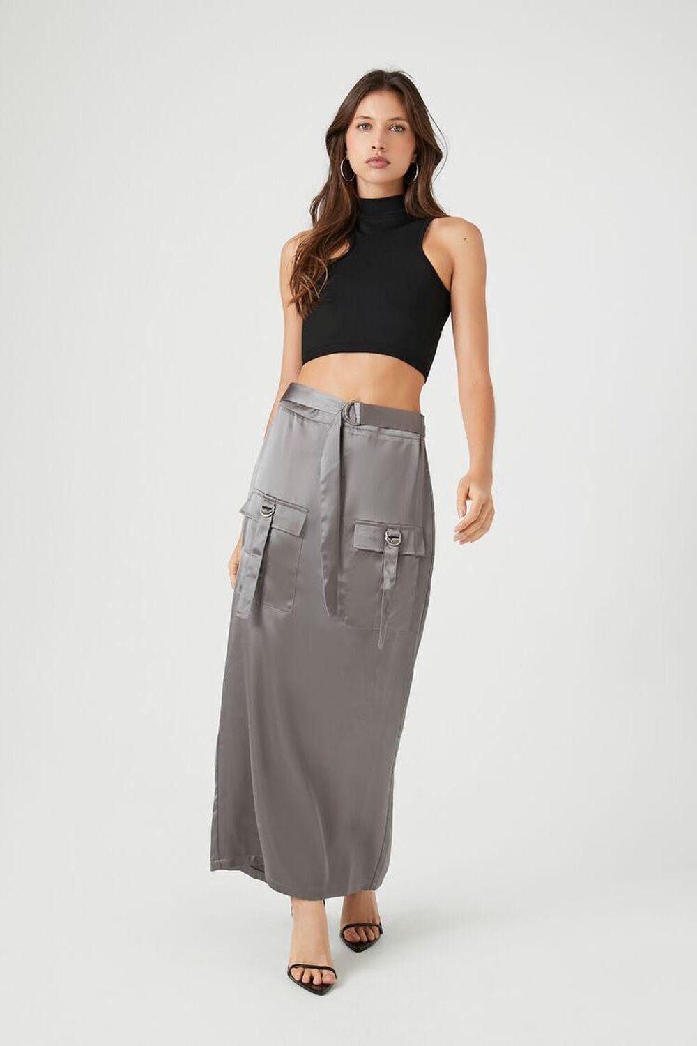 Satin Cargo Maxi Skirt | Forever 21 Product Image