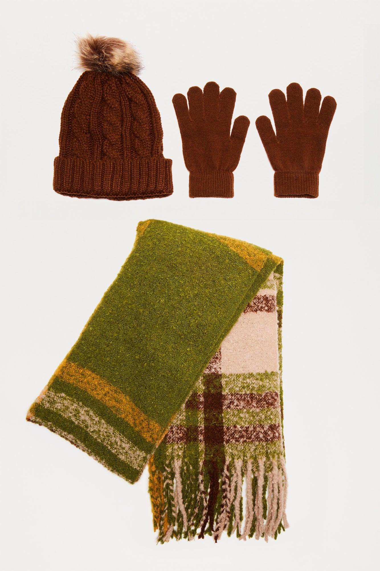 Deep Forest Glove And Scarf Set - Green/combo Product Image