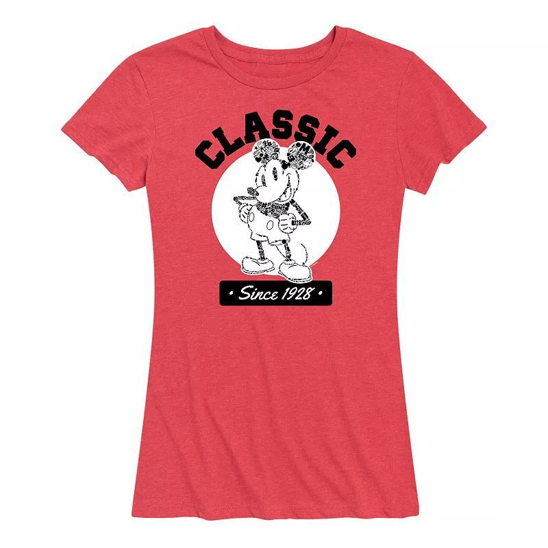 Disney's Mickey Mouse Women's Classic Since 1928 Graphic Tee, Size: XXL, Grey Red Product Image