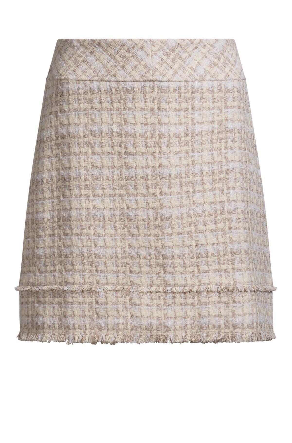 Slim-fit tweed mini skirt with fringing Product Image