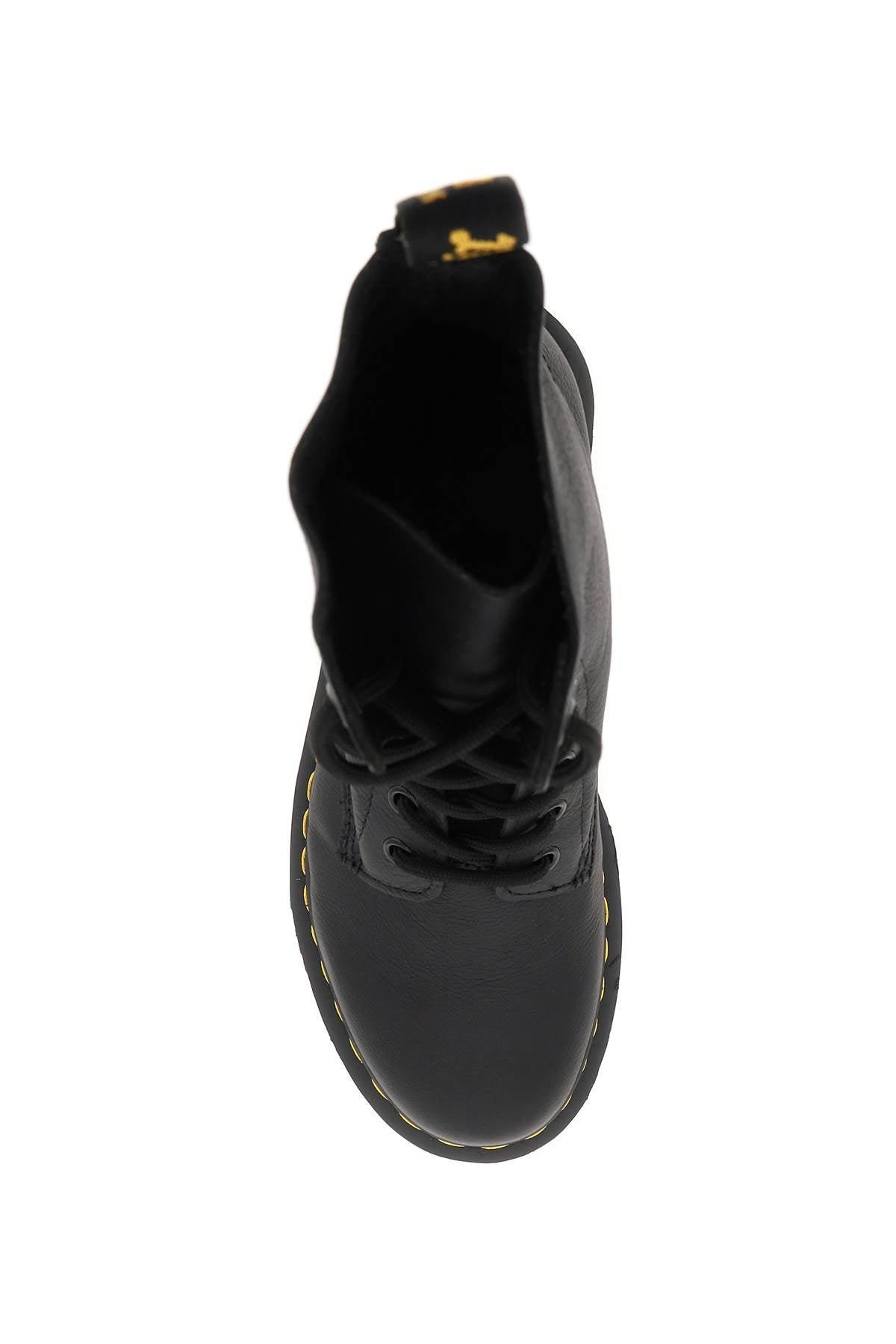 DR. MARTENS' 1460 Bex Combat Boots In Black Leather In Black Virginia Product Image