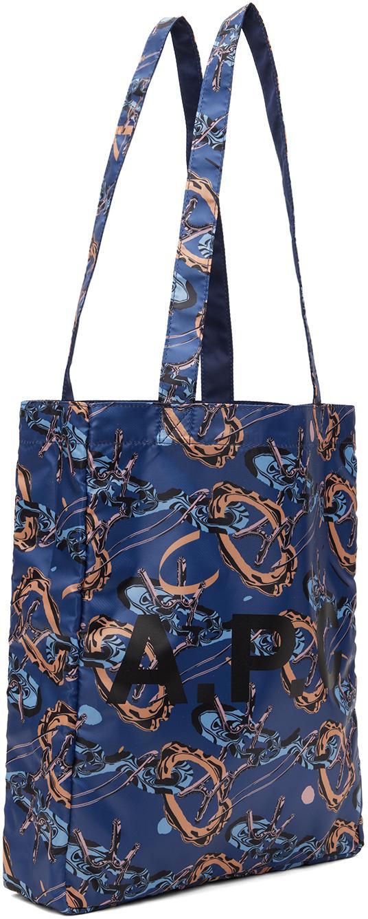 APC Blue Brain Dead Edition Lou Reversible Tote In Iaa Blue Product Image