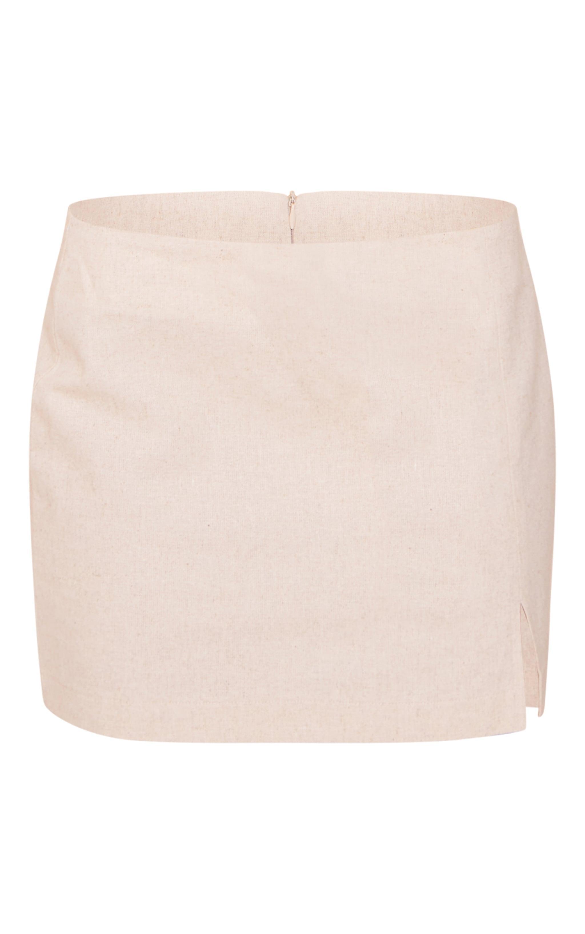 Oatmeal Premium Linen Look Knot Crop Top Product Image