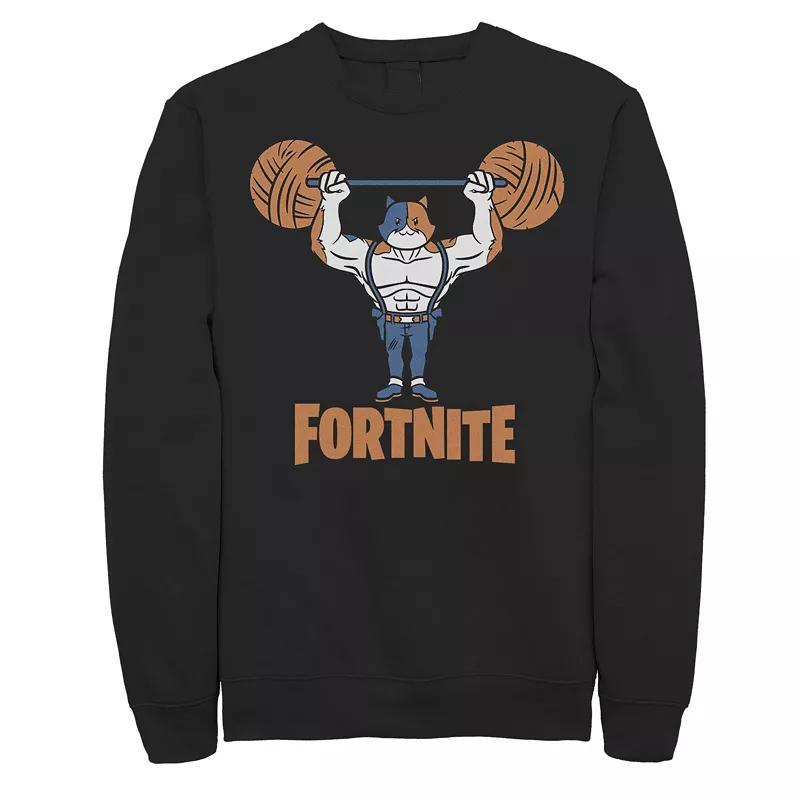 Men's Fortnite Meowscles Yarn Work Out Logo Sweatshirt, Size: XL, Black Product Image