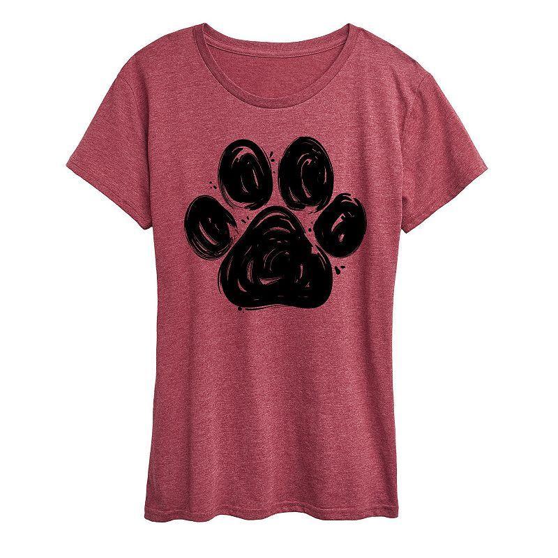Women's Brushstroke Paw Print Graphic Tee, Girl's,  Product Image
