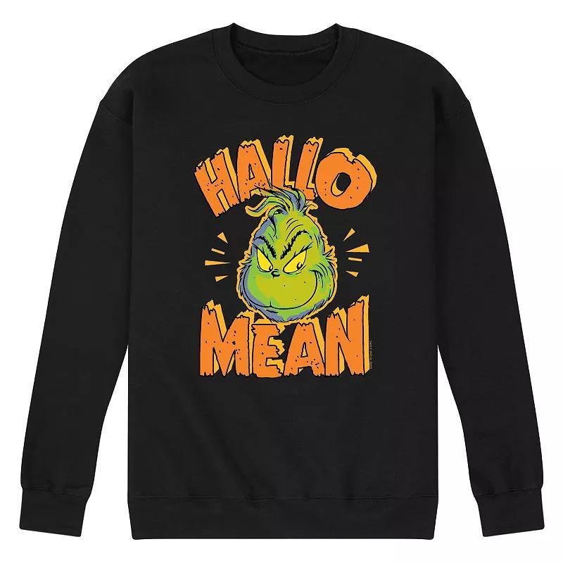 Mens Dr. Seuss Grinch Hallo Mean Fleece Sweatshirt Product Image