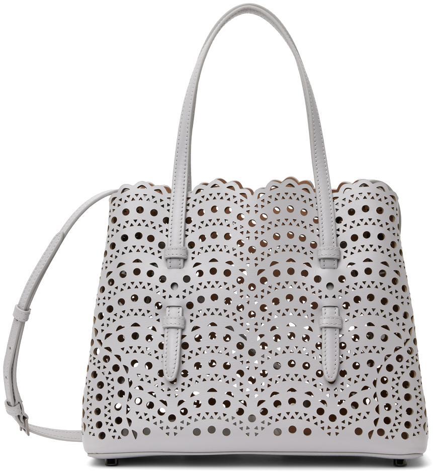 ALAÏA Gray Mina 25 Bag In 826 - Gris Perle Product Image