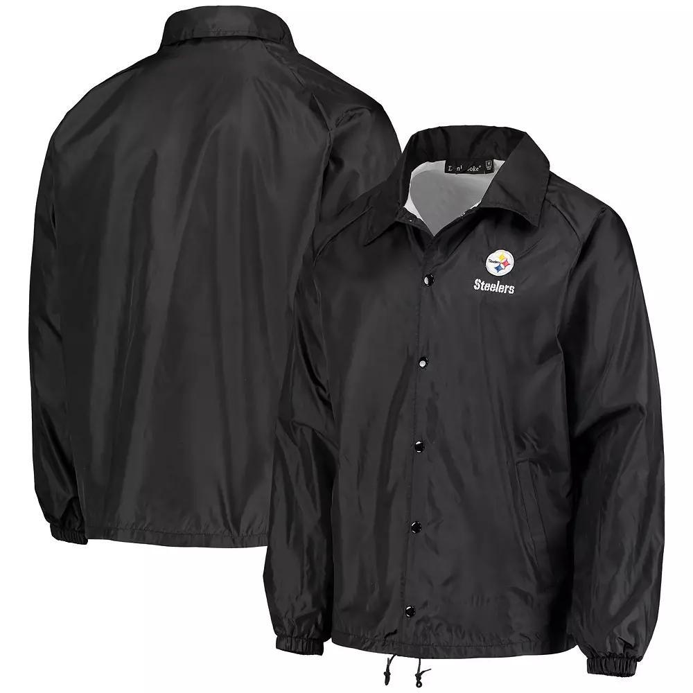 Men's Black Pittsburgh Steelers Coaches Classic Raglan Full-Snap Windbreaker Jacket,  Product Image