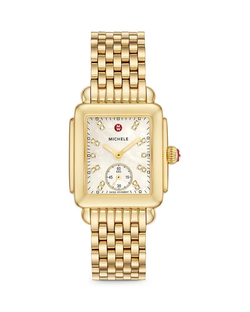 Michele Deco Mid Gold Diamond Dial Watch, 29 x 31mm Product Image