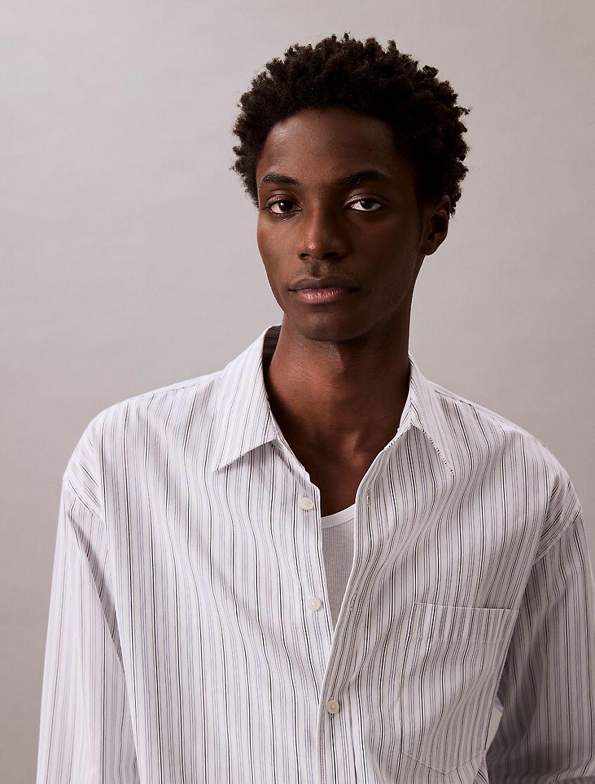 Stripe Cotton Poplin Button-Down Shirt Product Image