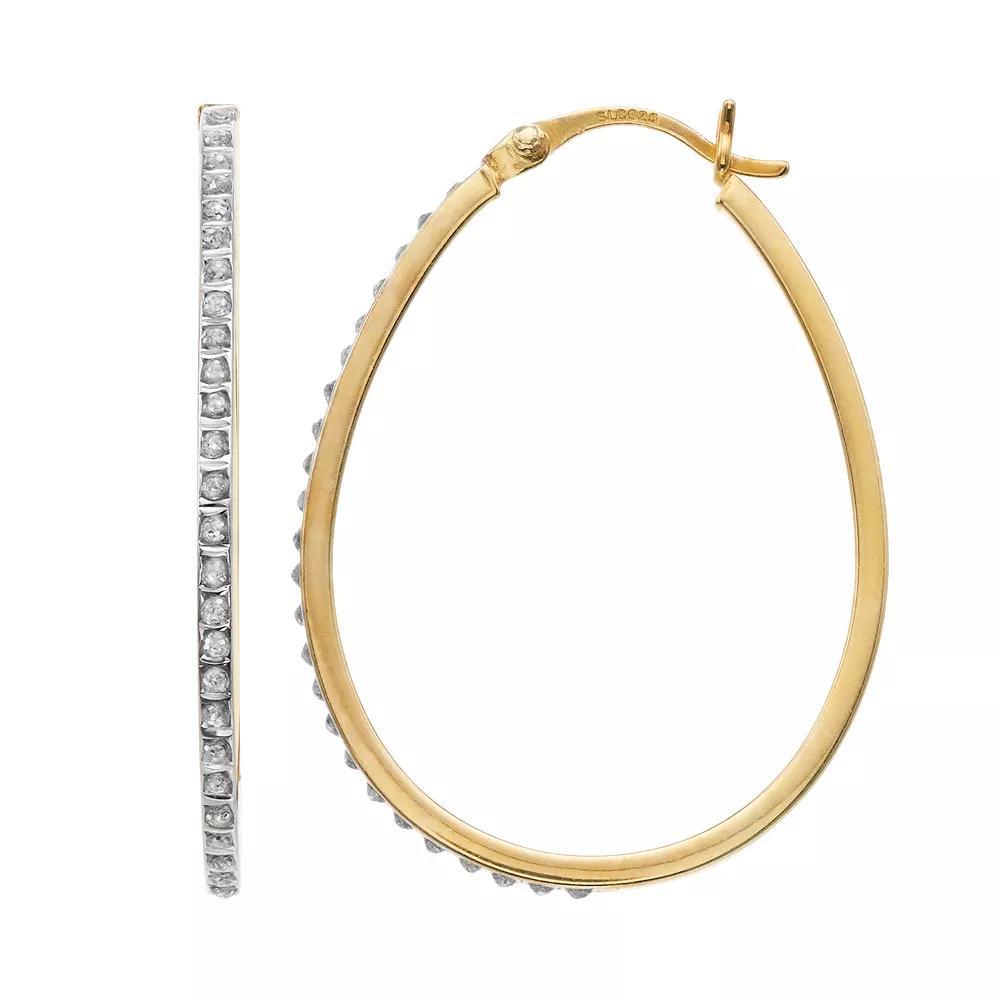 18k Gold Over Silver Diamond Mystique Oval Hoop Earrings, Women's Product Image