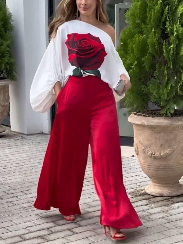 High Waisted Loose Pockets Solid Color Pants Trousers Product Image