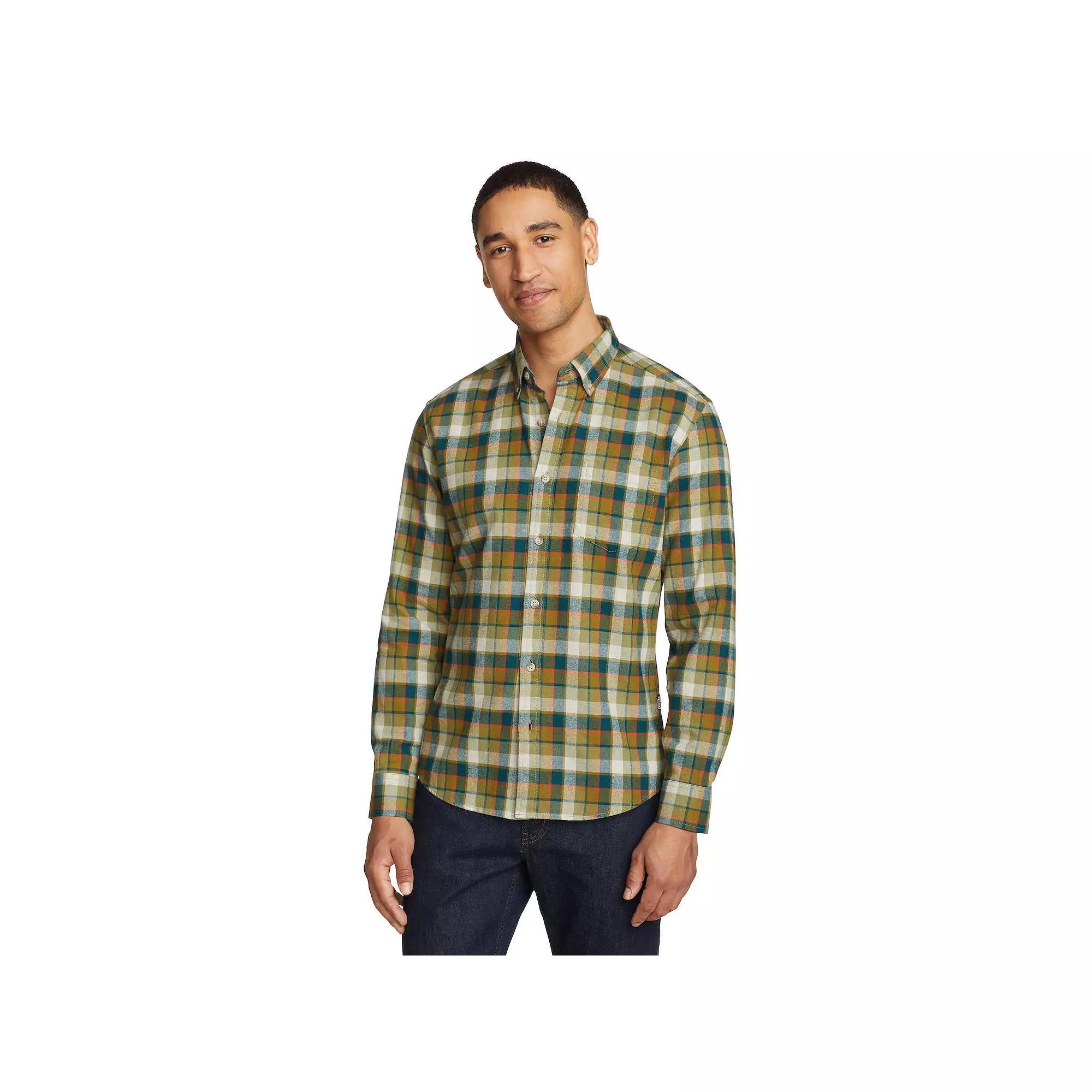 Men's Eddie Bauer Field Flannel Button-Down Shirt, Size: Large, Deep Brown Product Image